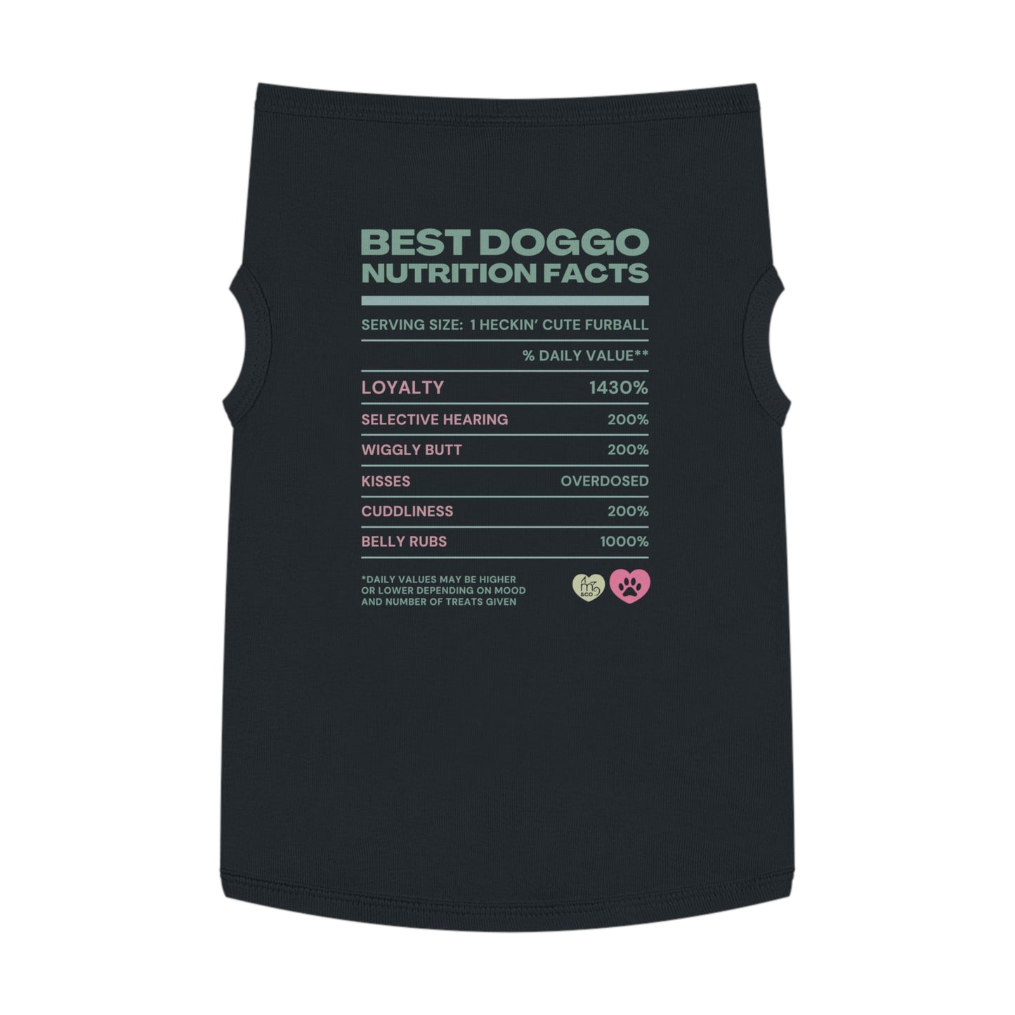 Best Doggo Nutrition Facts Pet Tank Top - White and Pink