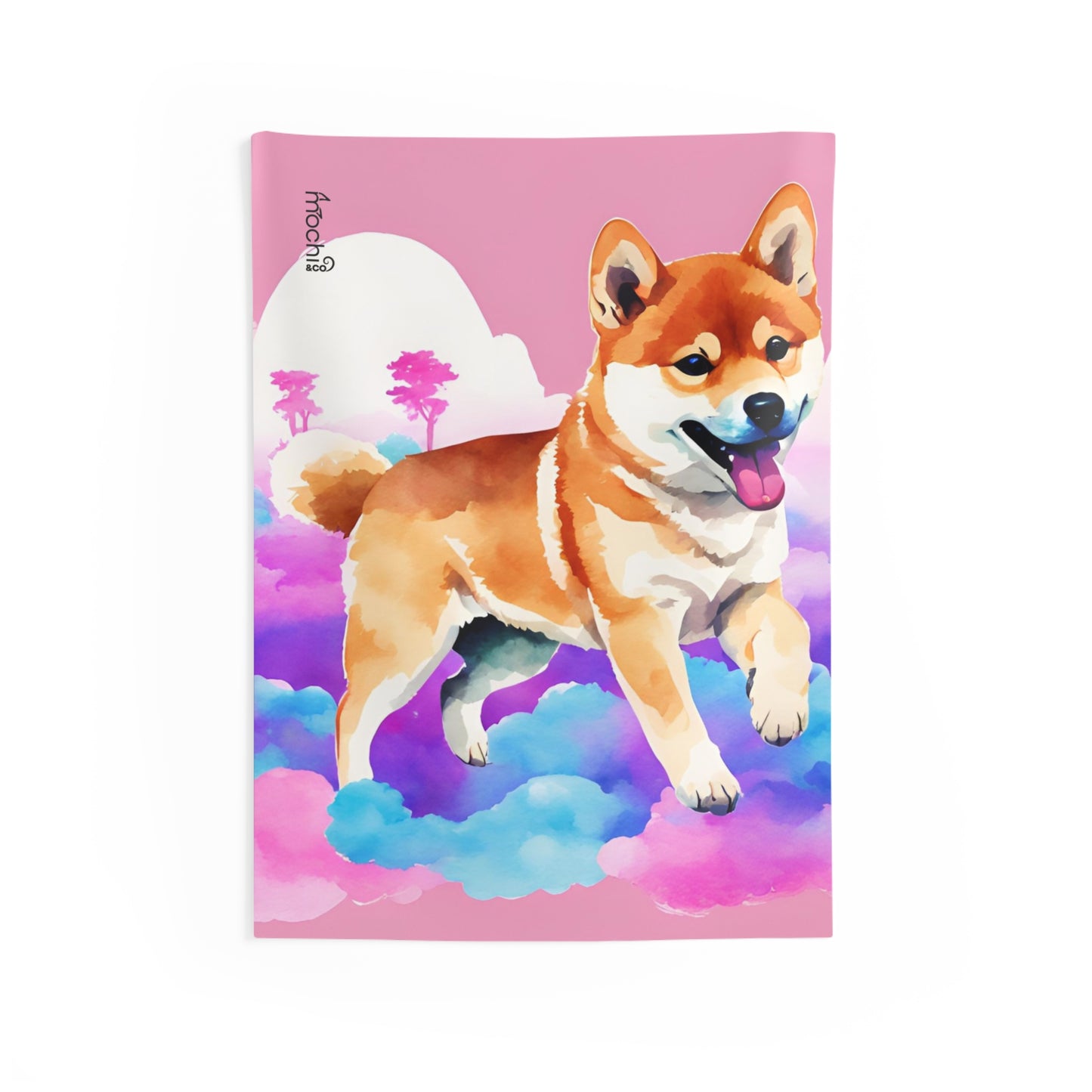 Shiba Vaporwave 3 Indoor Wall Tapestry