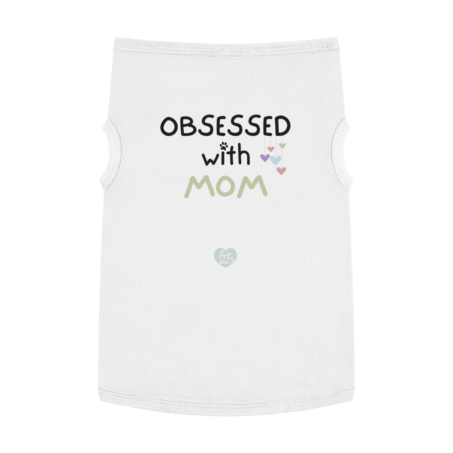 Obsessed with Mom Pet Tank Top - White and Pink