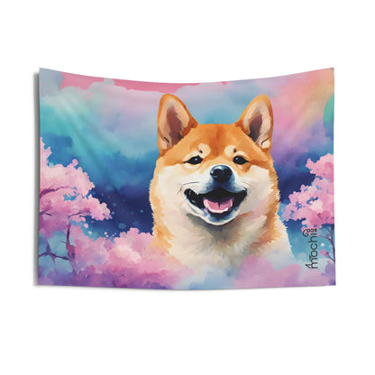 Shiba Vaporwave 1 Indoor Wall Tapestry