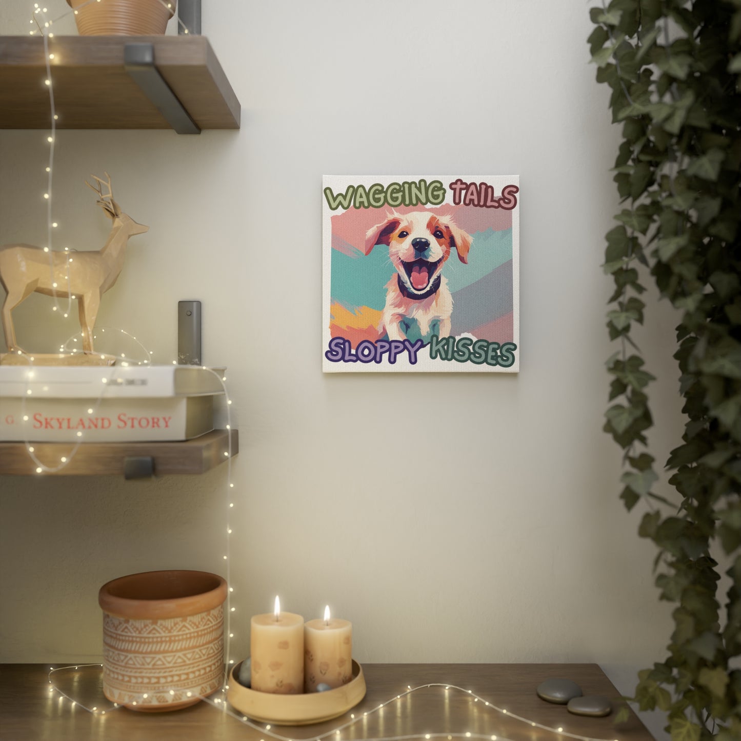 Wagging Tails Sloppy Kisses 2 Canvas Wall Art Tile