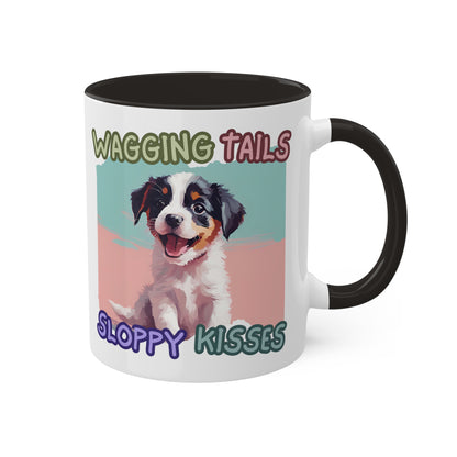 Wagging Tails Sloppy Kisses Colorful Mugs, 11oz