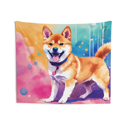 Shiba Vaporwave 2 Indoor Wall Tapestry