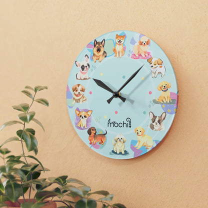 Adorable Dogs Acrylic Wall Clock