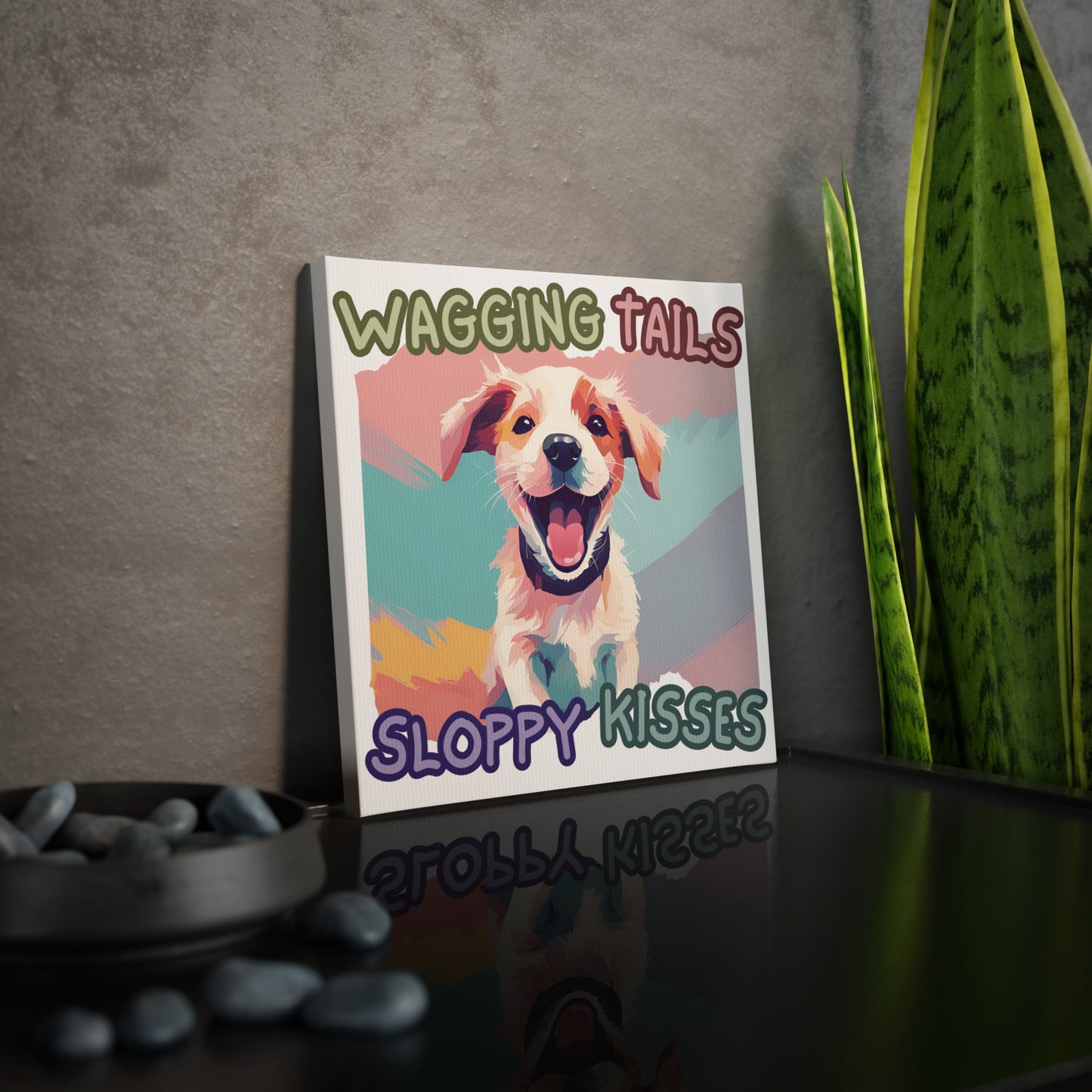 Wagging Tails Sloppy Kisses 2 Canvas Wall Art Tile