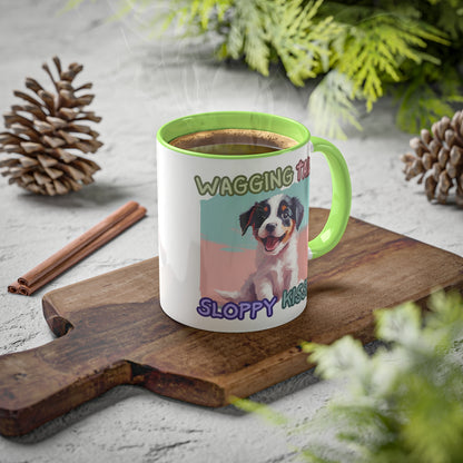 Wagging Tails Sloppy Kisses Colorful Mugs, 11oz