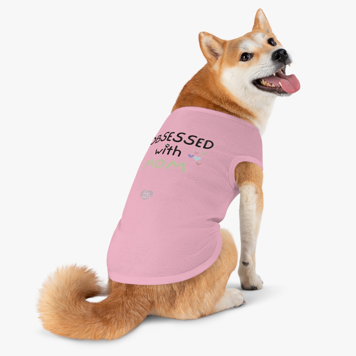 Obsessed with Mom Pet Tank Top - White and Pink