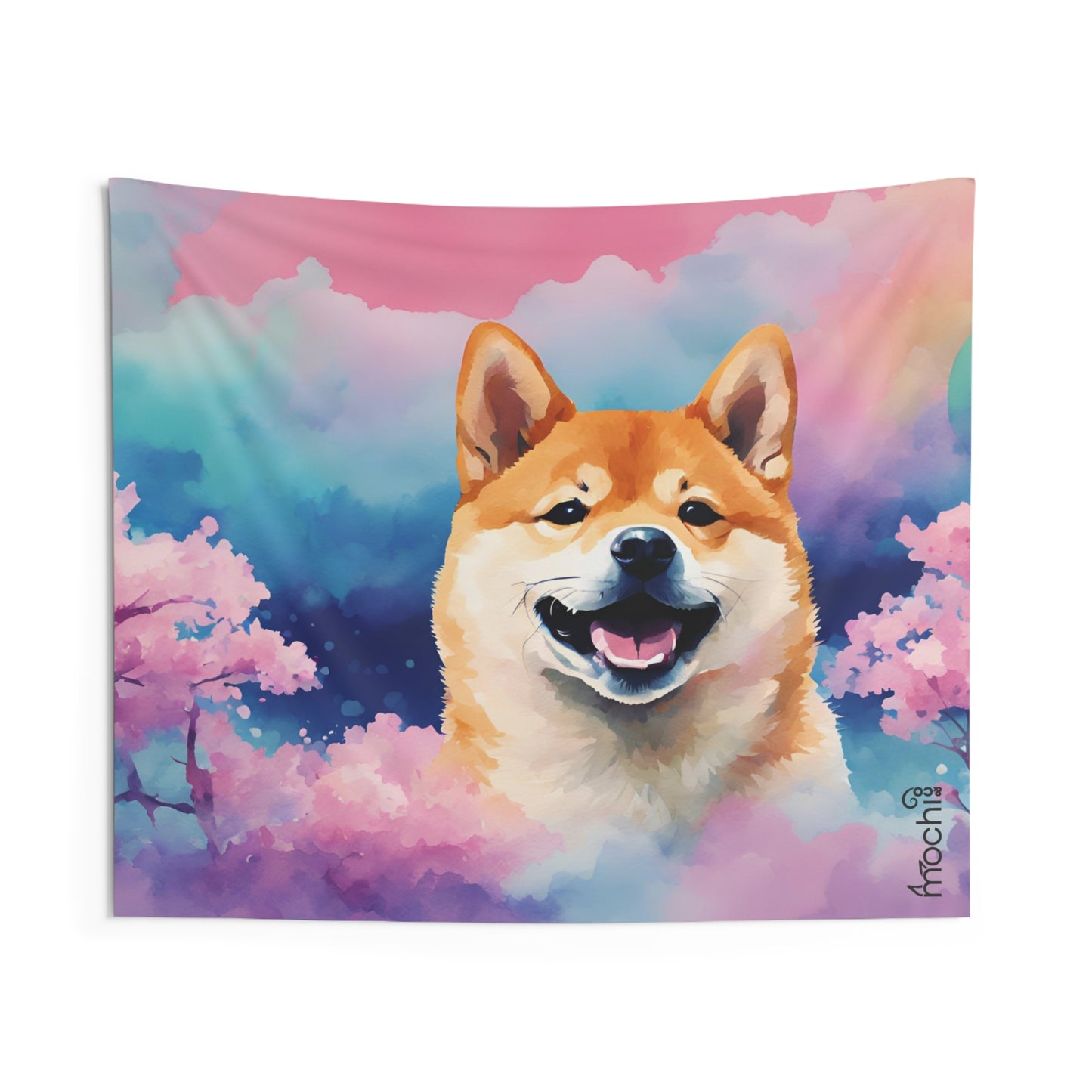 Shiba Vaporwave 1 Indoor Wall Tapestry