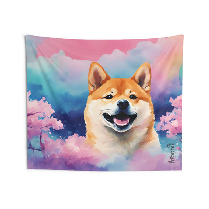 Shiba Vaporwave 1 Indoor Wall Tapestry