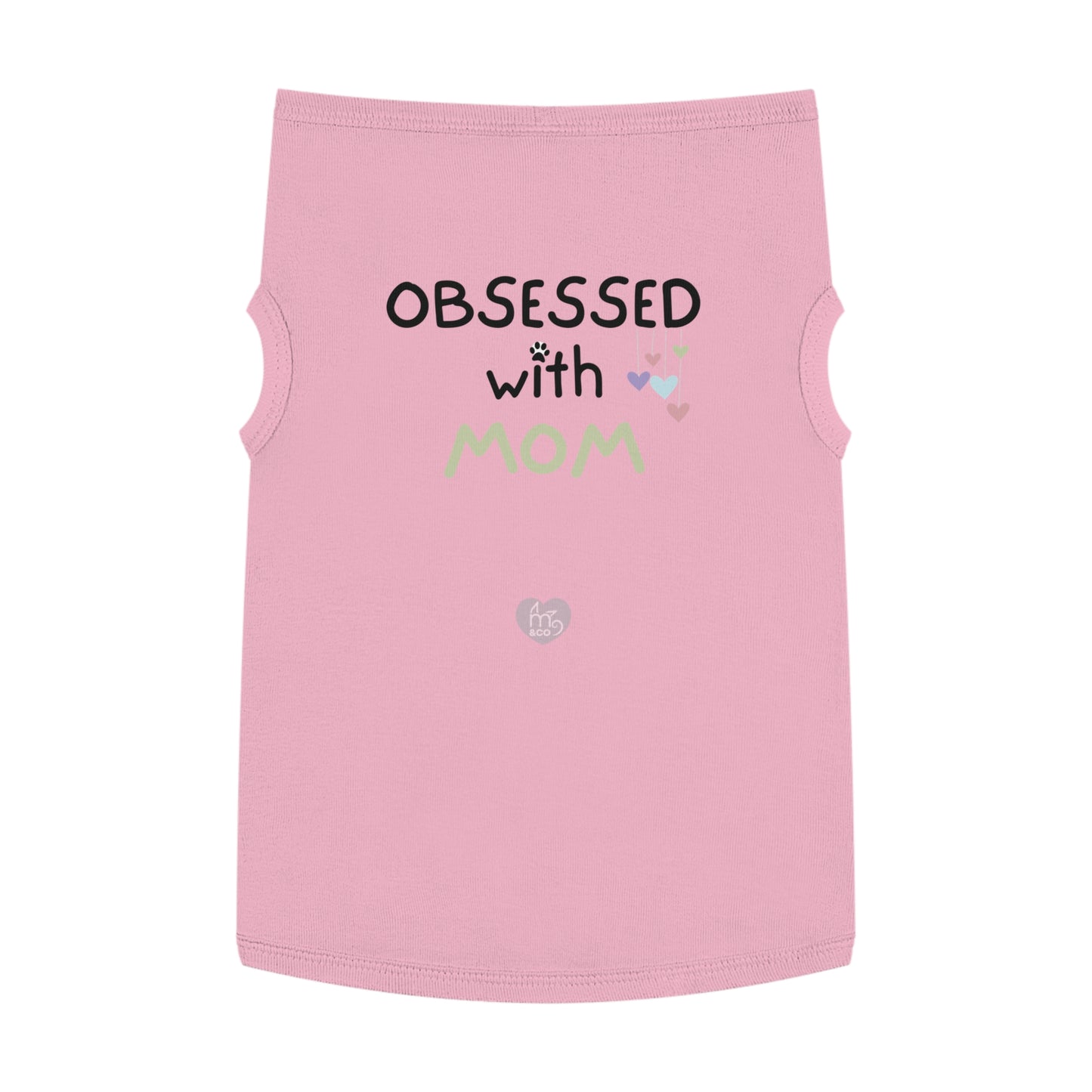 Obsessed with Mom Pet Tank Top - White and Pink