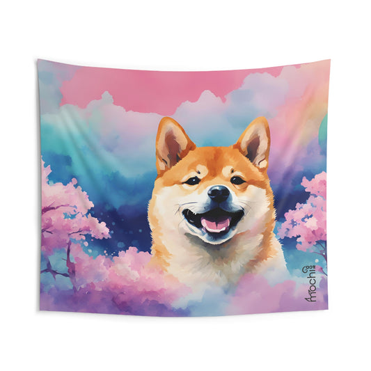 Shiba Vaporwave 1 Indoor Wall Tapestry