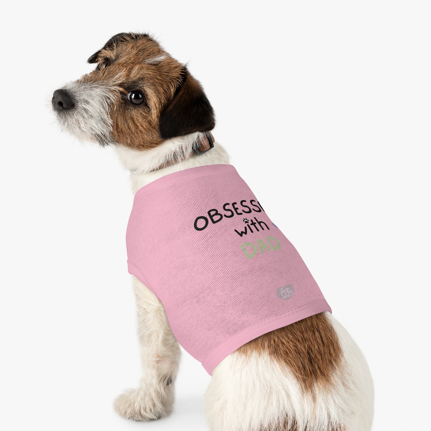 Obsessed with Dad Pet Tank Top - White and Pink