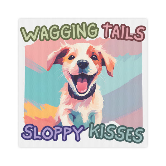 Wagging Tails Sloppy Kisses 2 Canvas Wall Art Tile