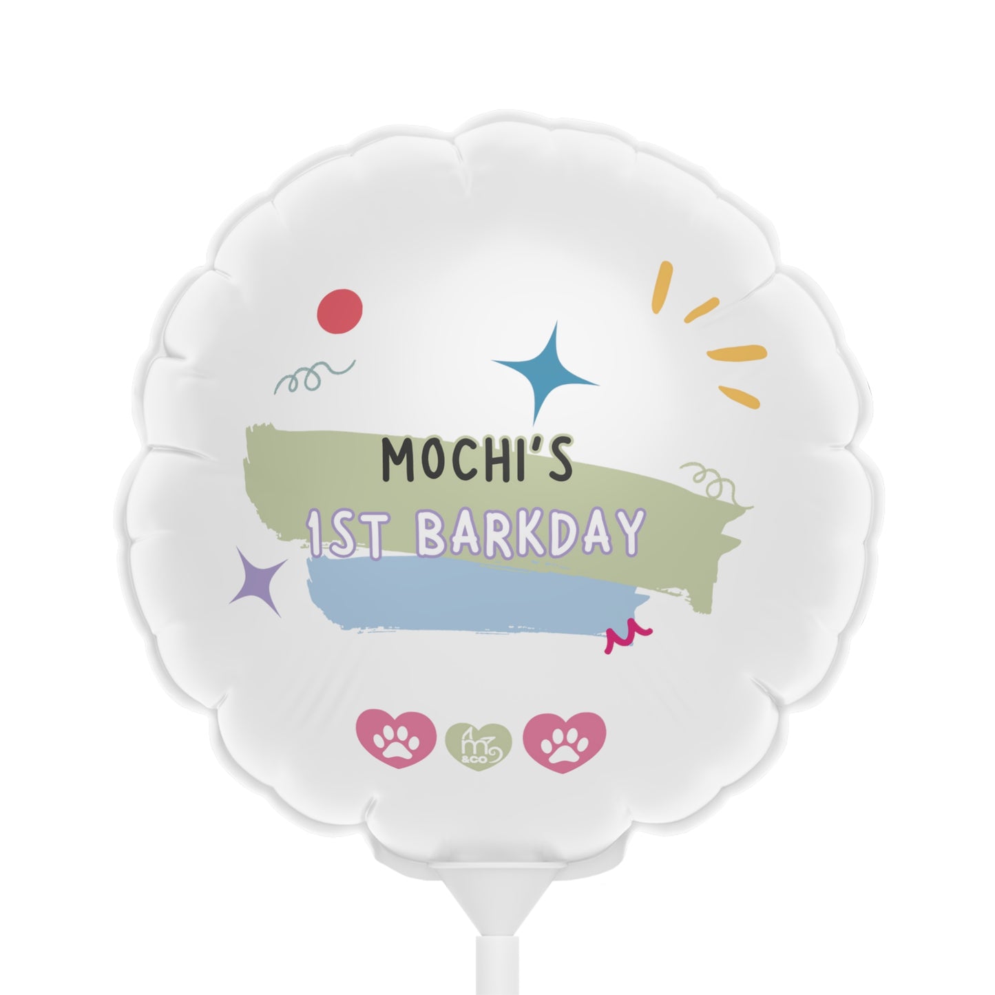 Dog Barkday Personalized Birthday Balloons (Round and Heart-shaped), 6"