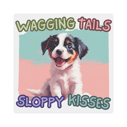 Wagging Tails Sloppy Kisses 1 Canvas Wall Art Tile