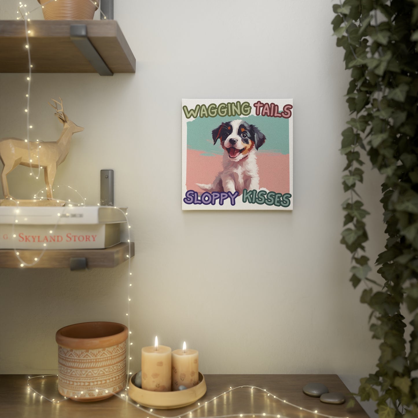 Wagging Tails Sloppy Kisses 1 Canvas Wall Art Tile