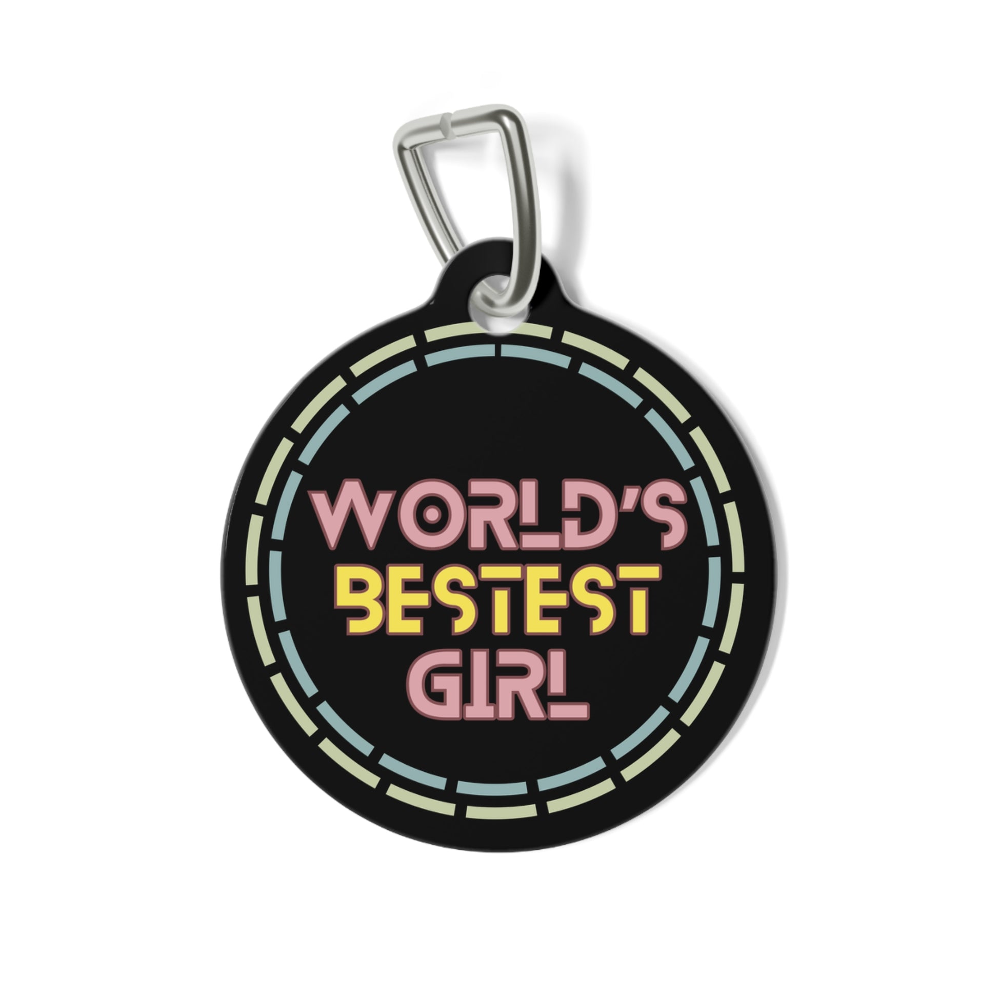 world's bestest girl pet tag front side