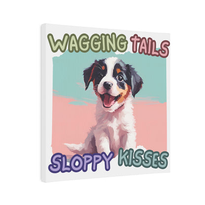 Wagging Tails Sloppy Kisses 1 Canvas Wall Art Tile