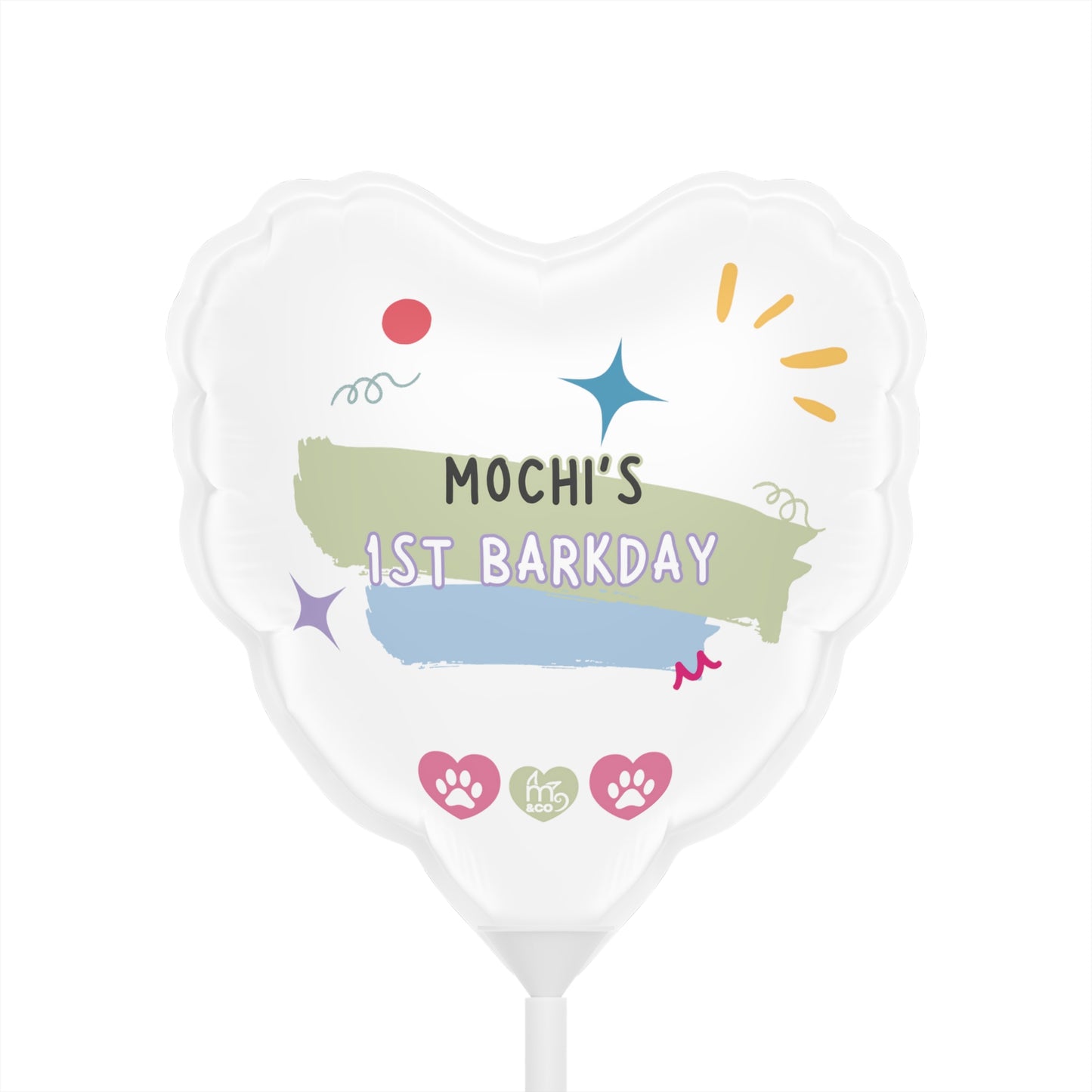 Dog Barkday Personalized Birthday Balloons (Round and Heart-shaped), 6"