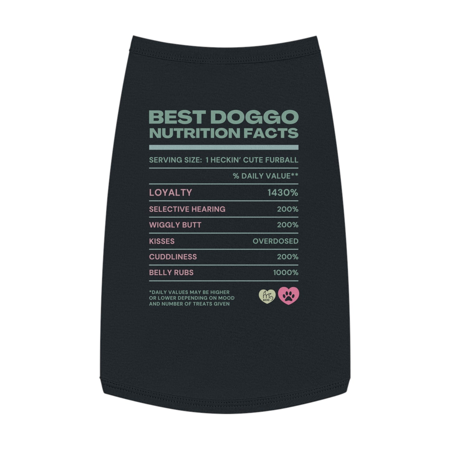 Best Doggo Nutrition Facts Pet Tank Top - White and Pink