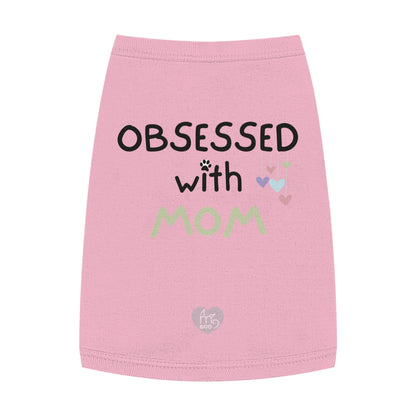 Obsessed with Mom Pet Tank Top - White and Pink