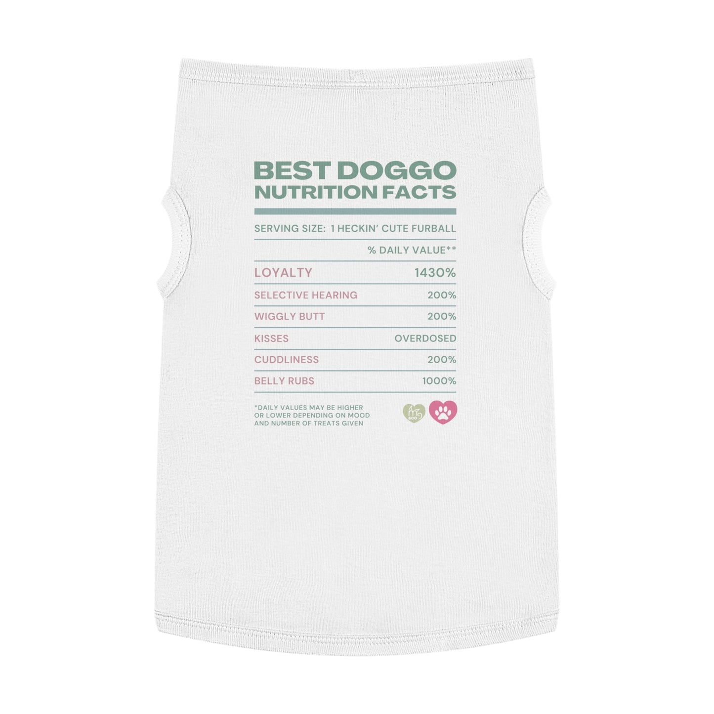 Best Doggo Nutrition Facts Pet Tank Top - White and Pink