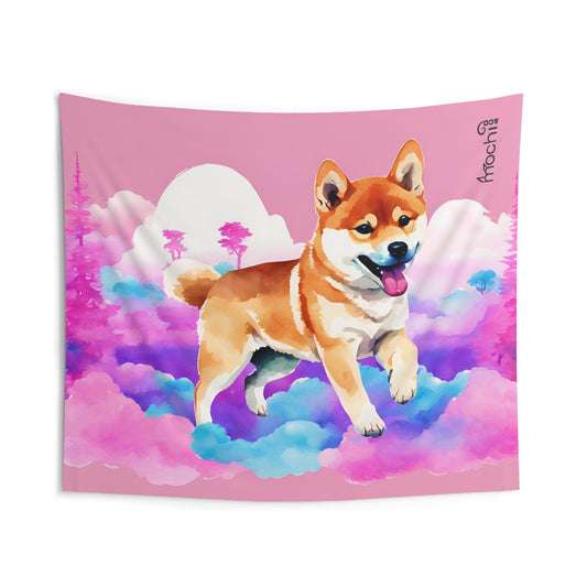 Shiba Vaporwave 3 Indoor Wall Tapestry