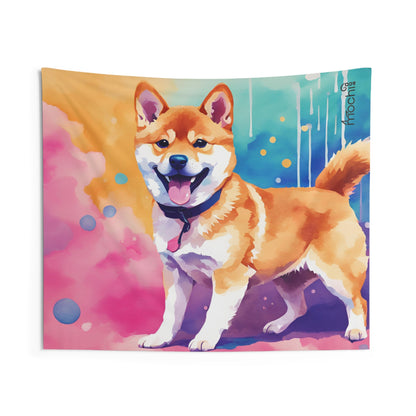 Shiba Vaporwave 2 Indoor Wall Tapestry