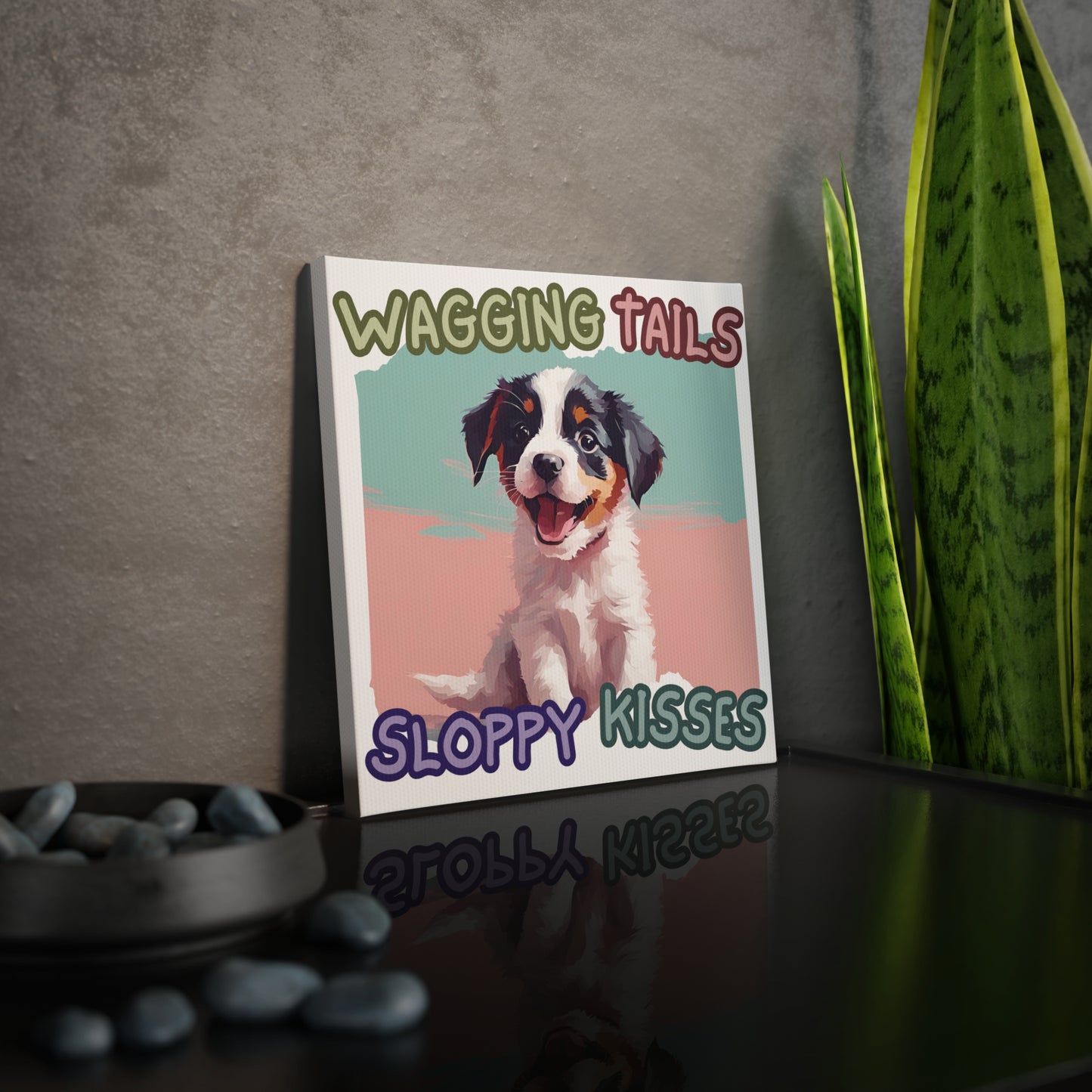 Wagging Tails Sloppy Kisses 1 Canvas Wall Art Tile