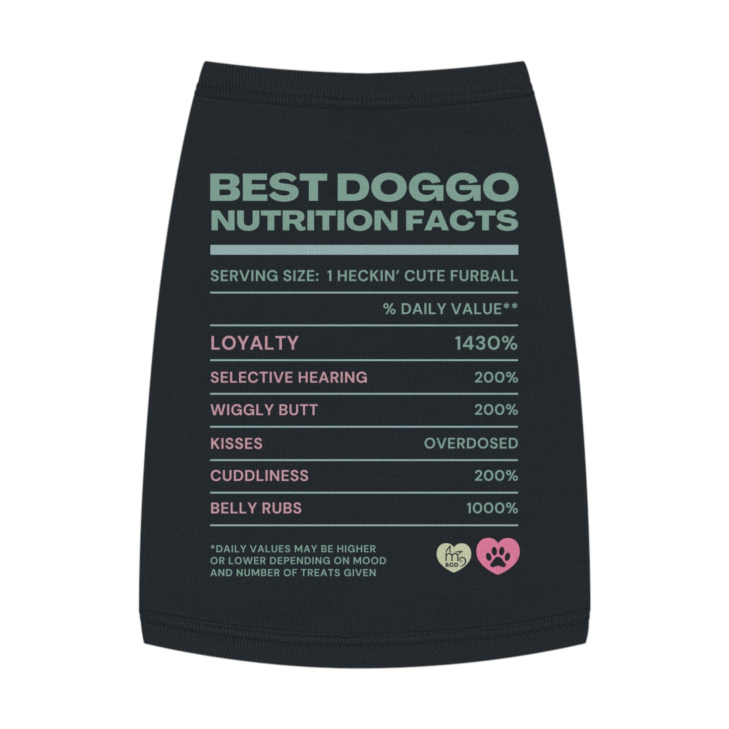 Best Doggo Nutrition Facts Pet Tank Top - White and Pink