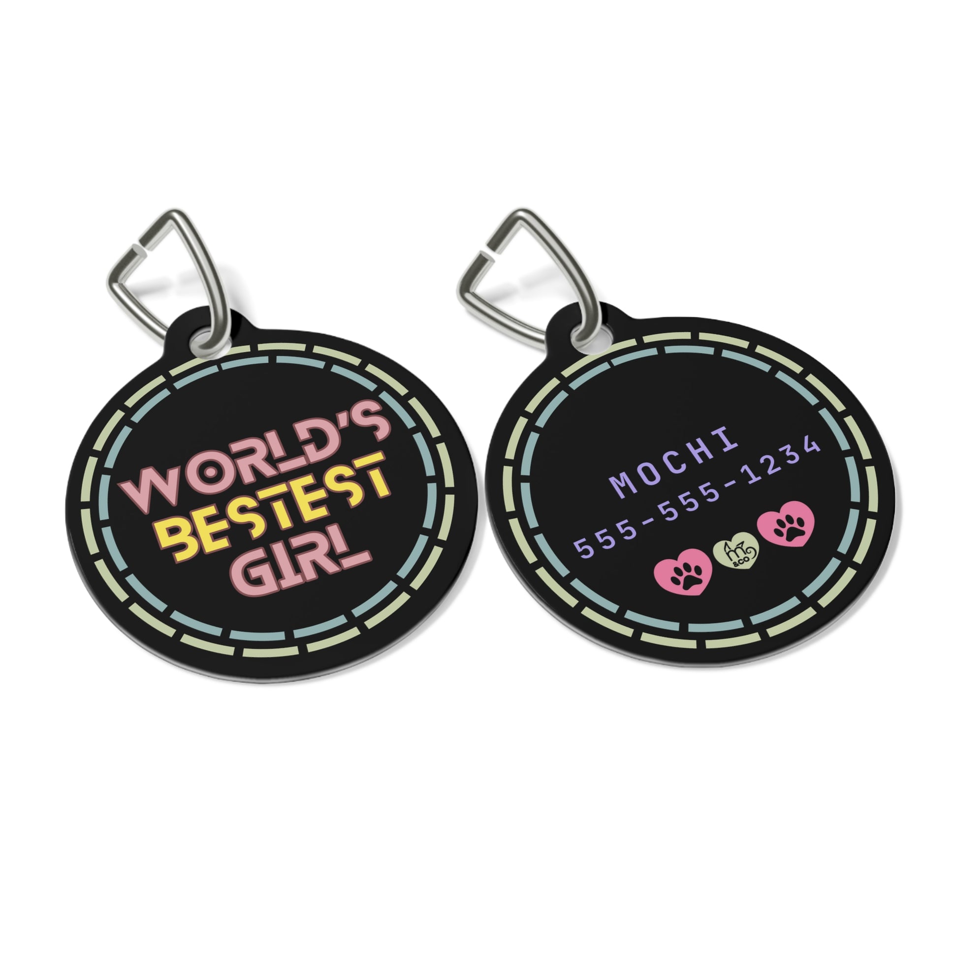 world's bestest girl pet tag front and back