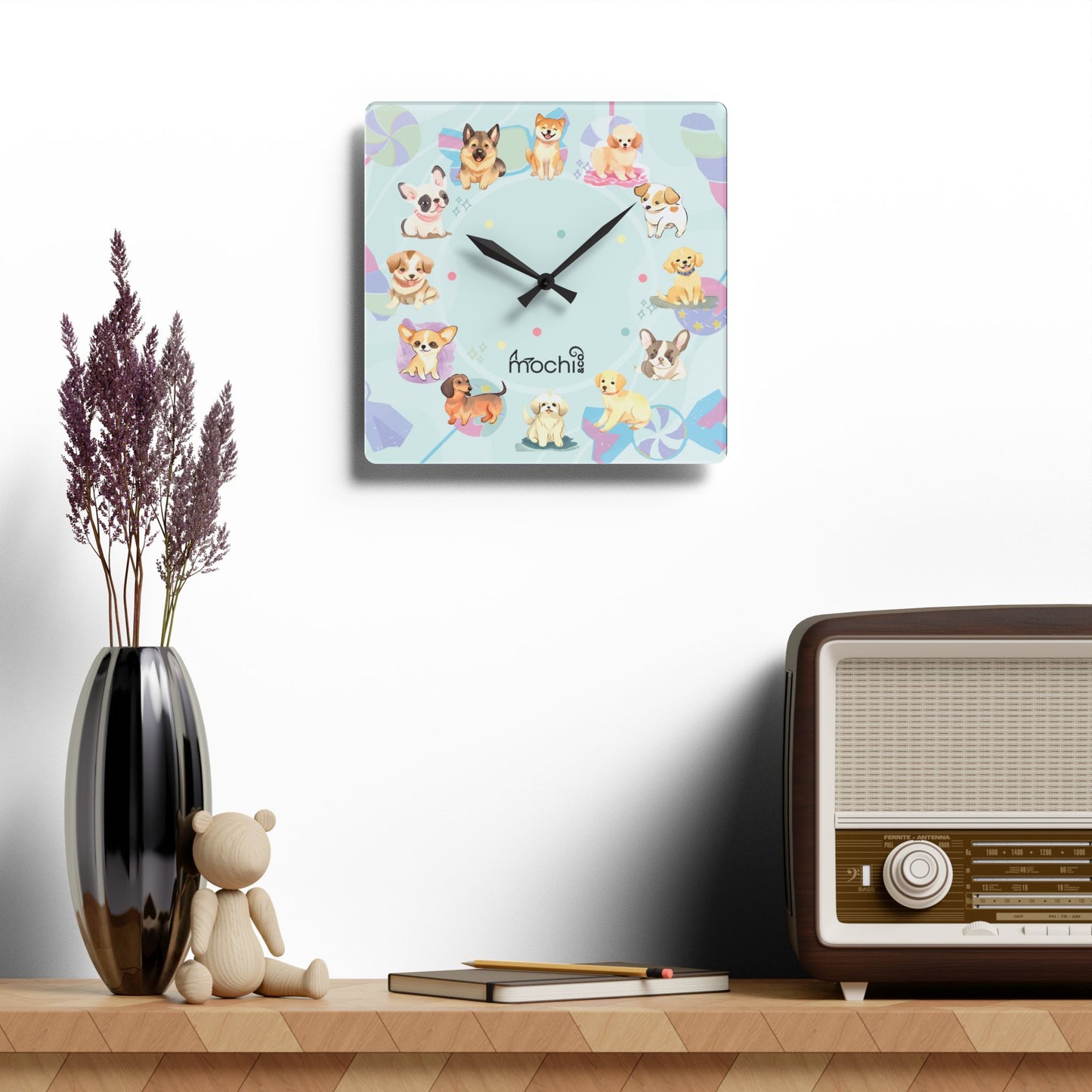 Adorable Dogs Acrylic Wall Clock