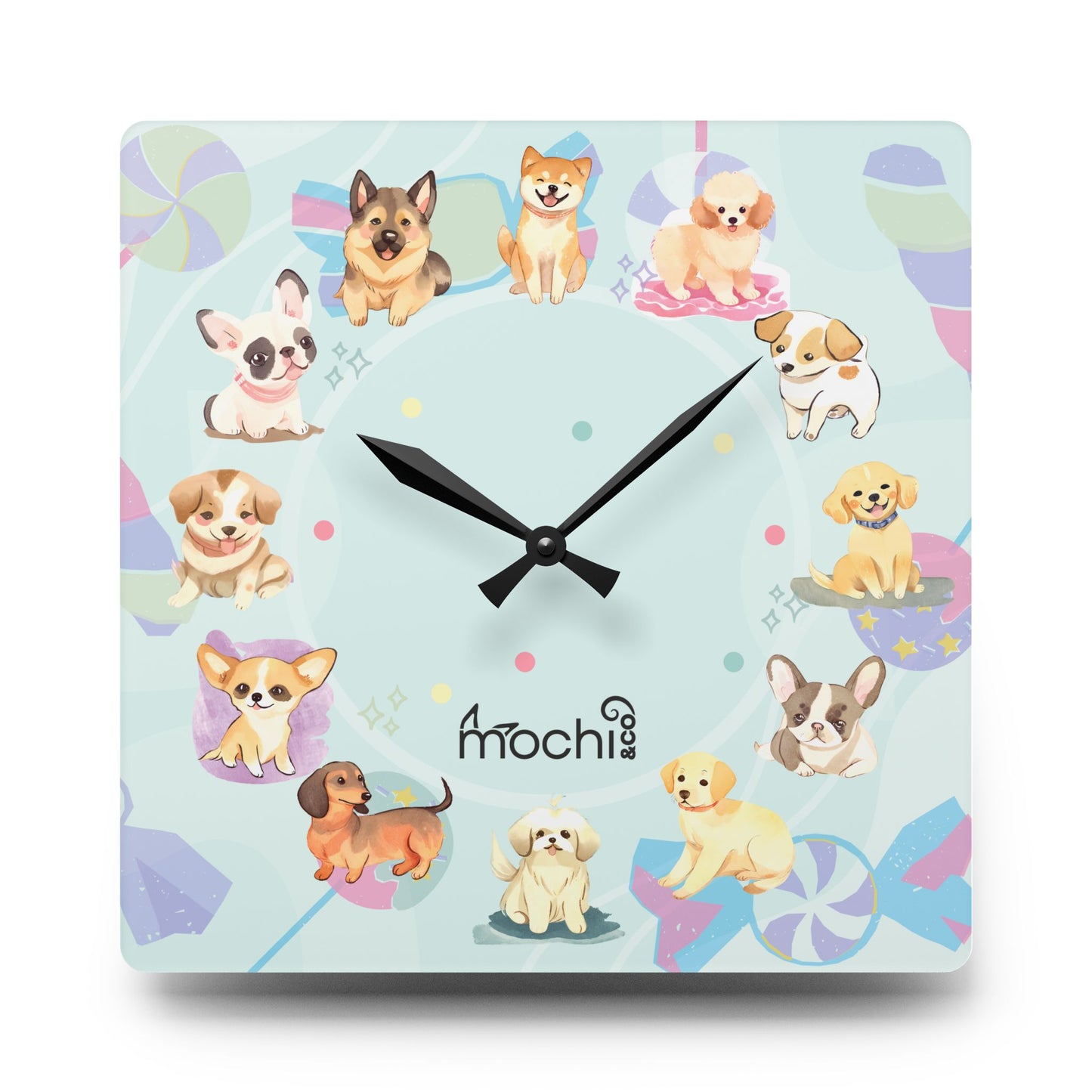 Adorable Dogs Acrylic Wall Clock