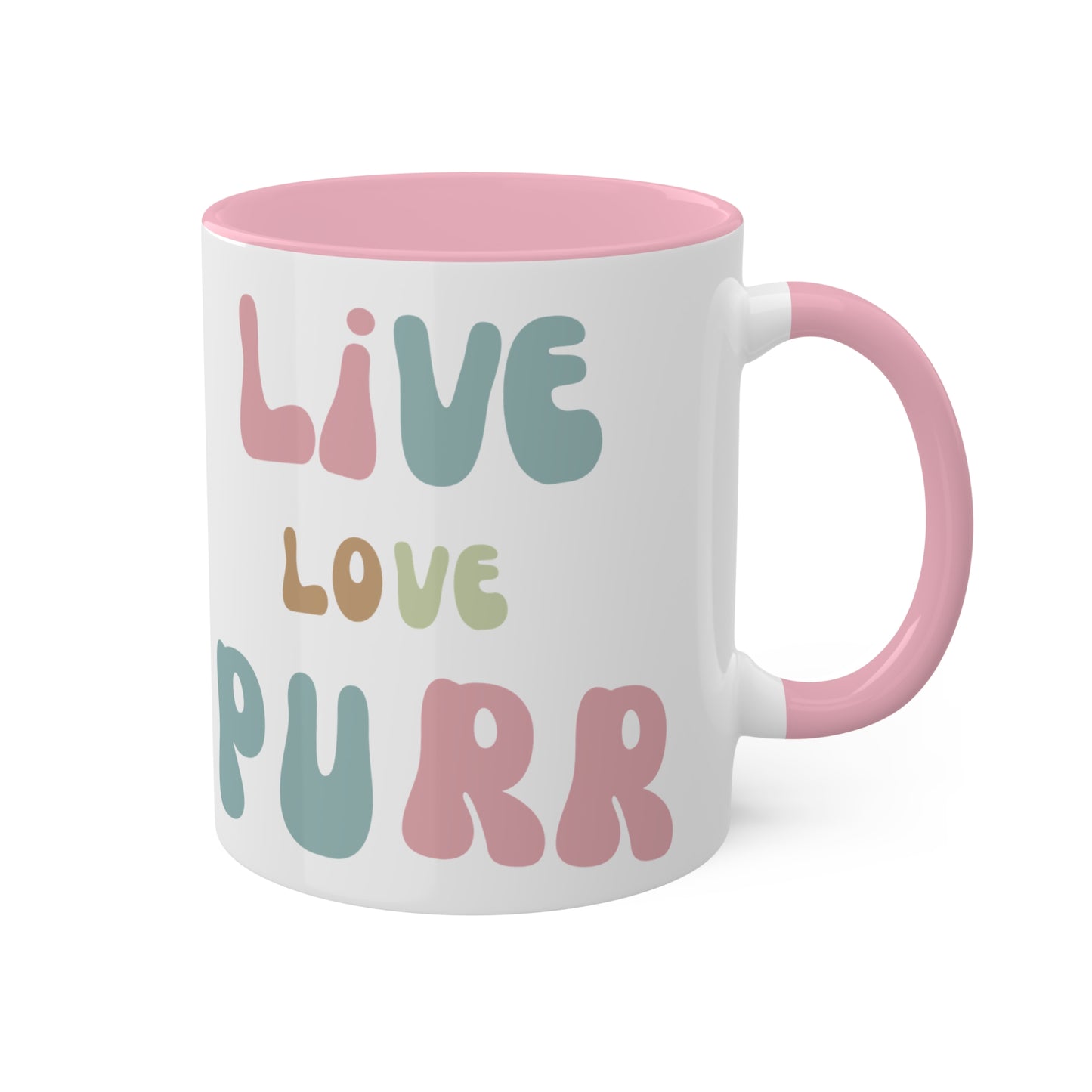 Live Love Purr Colorful Mugs, 11oz