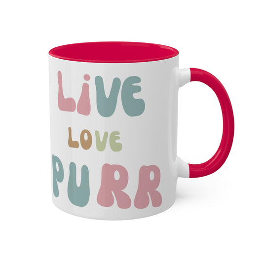 Live Love Purr Colorful Mugs, 11oz