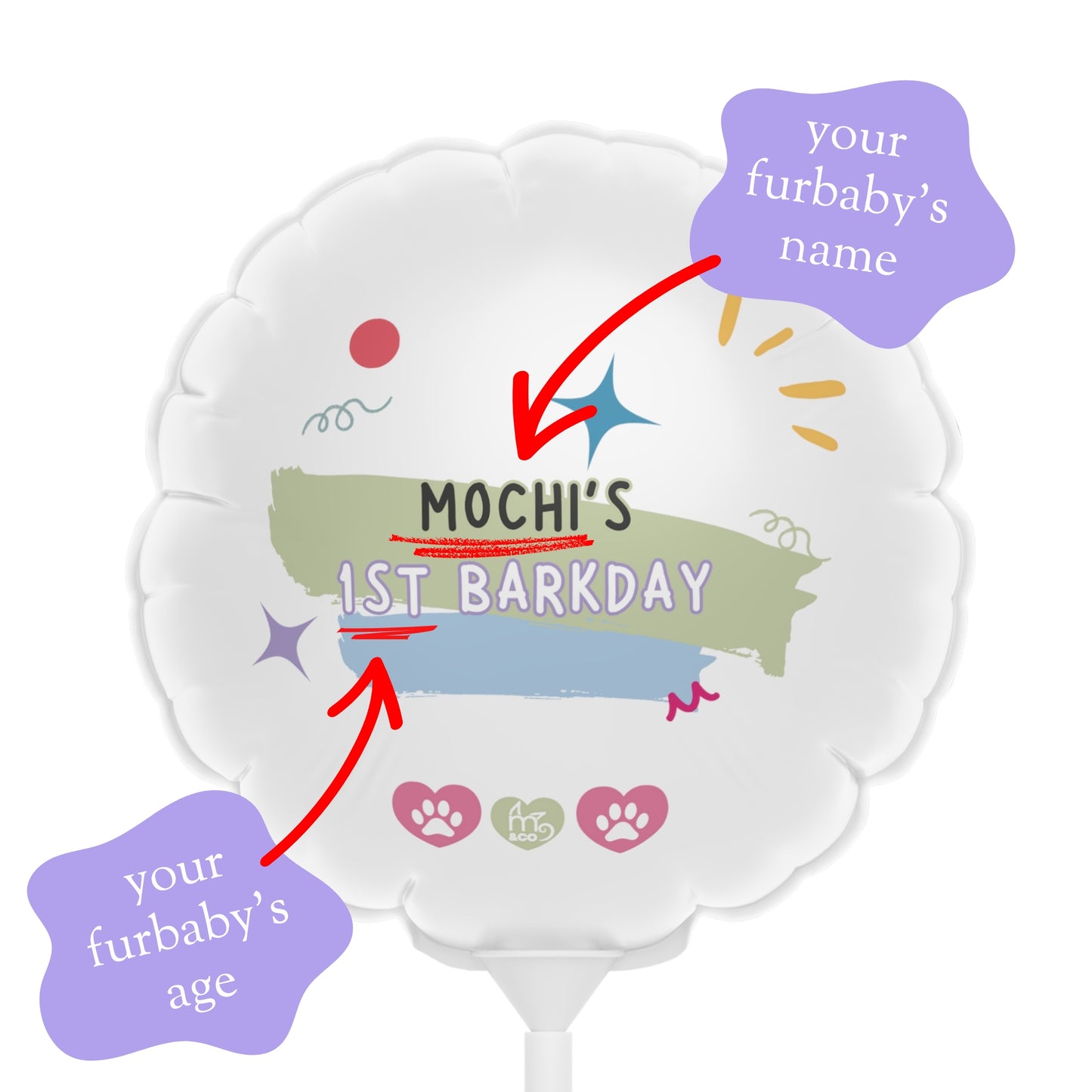 balloon-personalized pet birthday barkday mochi co dog cat lover gift